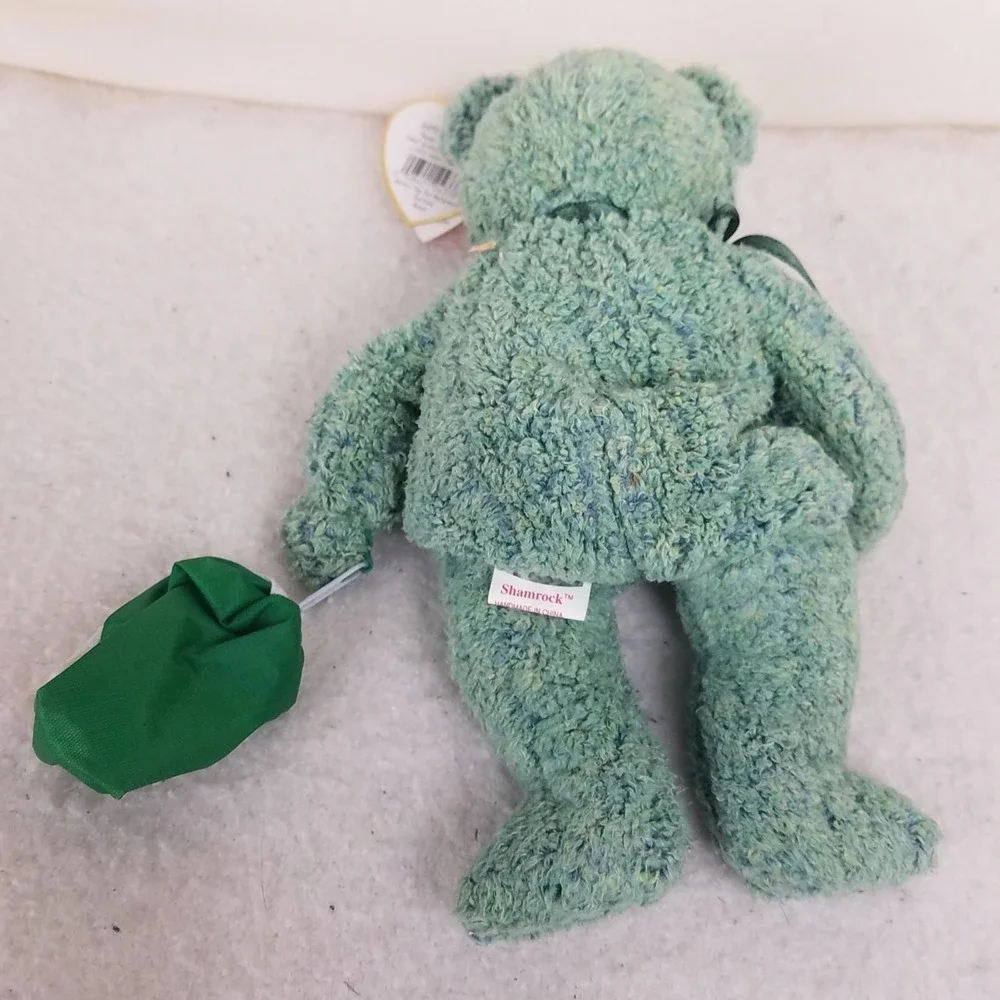Ty‎ Plush Beanie Baby Shamrock the Bear Buddies 8 in green with bag